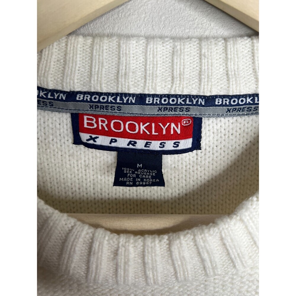 Brooklyn Xpress Sweater Vintage B Patch Graphic Streetwear White Size M - Picture 9 of 9